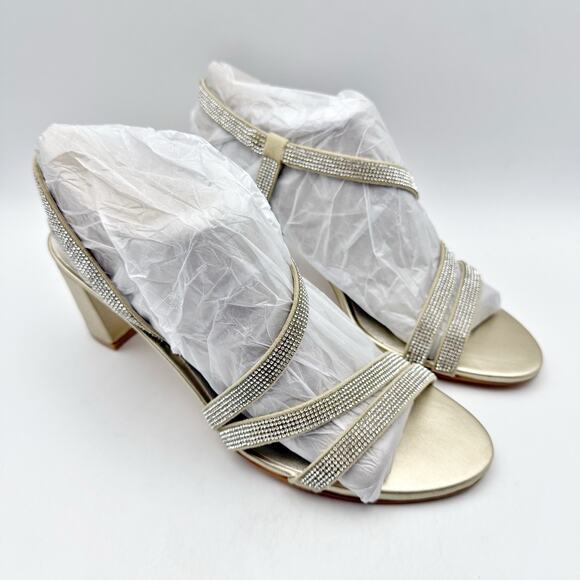 Naturalizer Womens Vanessa Heel US 8 M Gold Champagne Leather Rhinestone NIB - Picture 6 of 13